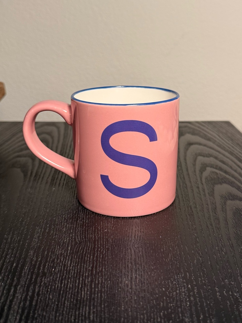 Opalhouse Pink Ceramic Mug with Blue 'S' Initial